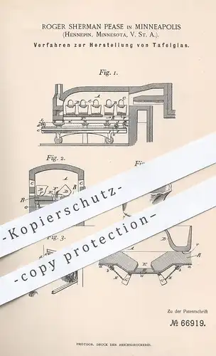 original Patent - Roger Sherman Pease , Minneapolis , Hennepin , Minnesota , USA , 1891 , Tafelglas | Glas , Gläser !!!