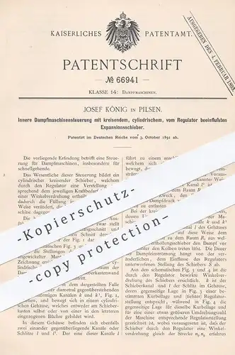 original Patent - Josef König , Pilsen , 1891 , Dampfmaschinen - Steuerung | Regulator , Dampfmaschine , Motor , Motoren