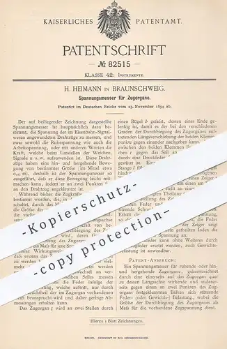 original Patent - H. Heimann , Braunschweig , 1894 , Spannungsmesser für Zugorgane | Zug , Eisenbahn , Lokomotive !!!