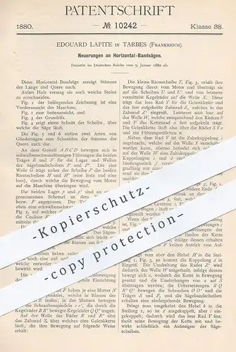 original Patent - Edouard Lafite , Tarbes , Frankreich , 1880 , Horizontal Bandsäge | Säge , Sägen , Holzsäge , Tischler