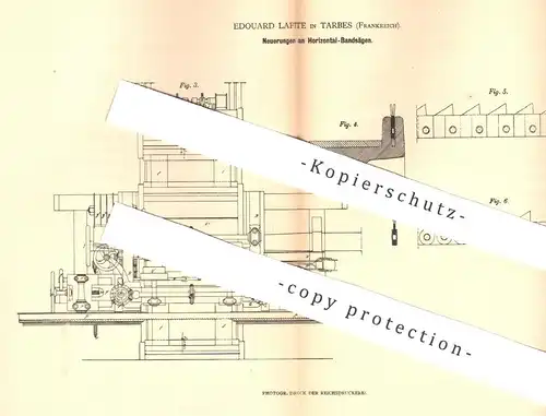 original Patent - Edouard Lafite , Tarbes , Frankreich , 1880 , Horizontal Bandsäge | Säge , Sägen , Holzsäge , Tischler