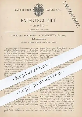 original Patent - Thorsten Nordenfelt , Westminster , England  1886 , Entfernungsmesser | Fernglas , Objektiv , Fernrohr
