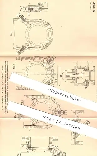 original Patent - John Edward Lewin Ogden , Liscard , England , 1902 , Befestigen wechselbarer Schieber- o. Ventilsitze