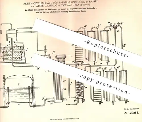 original Patent - Treber Trocknung AG Kassel | Alois Grauaug , Dolna Tuzla , Bosnien 1899 , Gewinnung reiner Kohlensäure