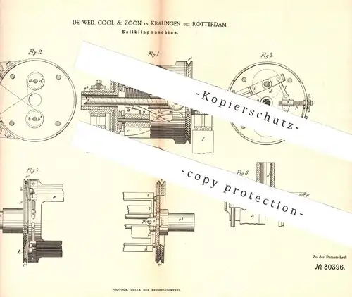 original Patent - De Wed. Cool & Zoon , Kralingen / Rotterdam  1884 , Seilklippmaschine | Seil , Seiler , Seilerei | Tau