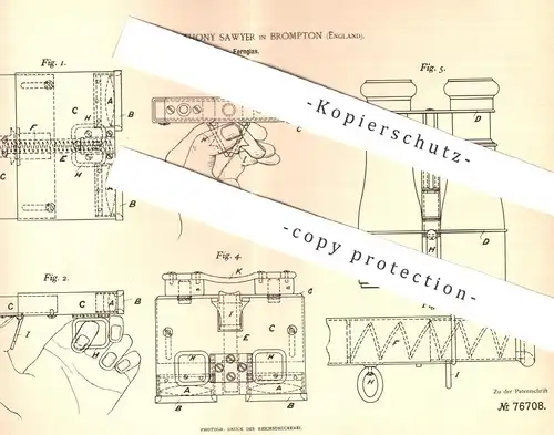 original Patent - Herbert Anthony Sawyer , Brompton , England , 1893 , Fernglas | Feldstecher , Opernglas , Optiker !!