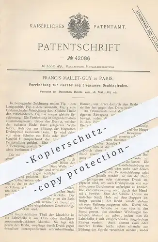 original Patent - Francis Mallet Guy , Paris , Frankreich , 1887 , Herstellung biegsamer Drahtspiralen | Draht , Drähte