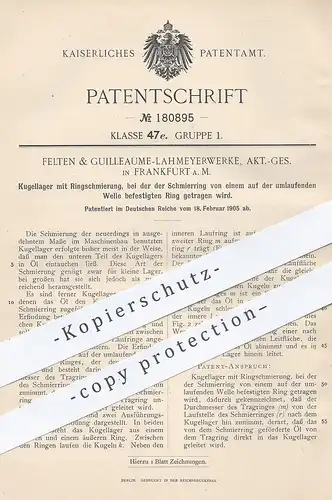 original Patent - Felten & Guilleaume Lahmeyerwerke AG Frankfurt / Main , 1905 , Kugellager mit Ringschmierung | Motor !