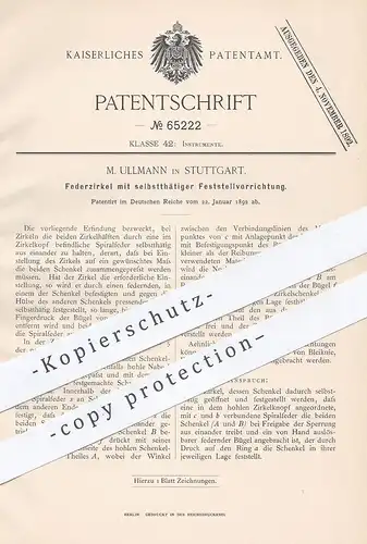 original Patent - M. Ullmann , Stuttgart , 1892 , Federzirkel | Zirkel | Zeichnen , Schule , Stift !!