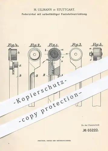 original Patent - M. Ullmann , Stuttgart , 1892 , Federzirkel | Zirkel | Zeichnen , Schule , Stift !!