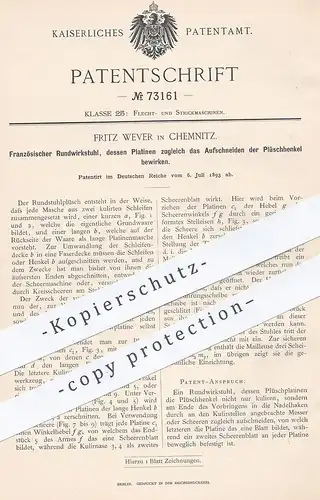 original Patent - Fritz Wever , Chemnitz , 1893 , Französischer Rundwirkstuhl | Wirkstuhl , Webstuhl , Weben , Stricken
