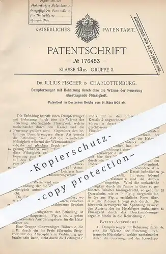original Patent - Dr. Julius Fischer , Berlin Charlottenburg 1905 , Dampferzeuger mit Beheizung | Feuerung , Dampfkessel