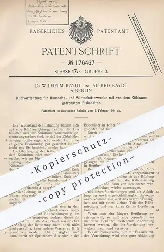 original Patent - Dr. Wilhelm u. Alfred Raydt , Berlin , 1904 , Kühlvorrichtung , Kühlschrank , Kühlung | Kühlen , Eis