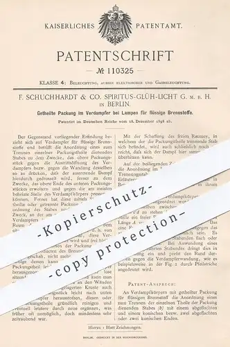 original Patent - F. Schuchhardt & Co. Spiritus Glüh Licht GmbH , Berlin , Verdampfer bei Lampen für flüssig Brennstoff