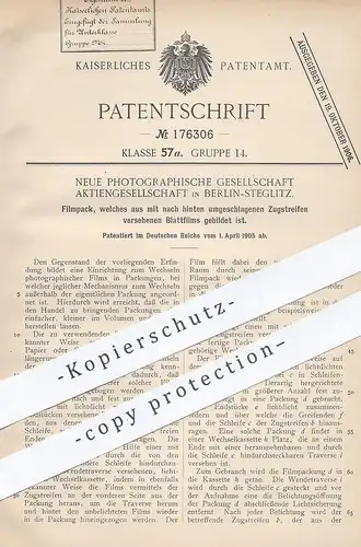 original Patent - Neue Photographische Gesellschaft AG Berlin / Steglitz , 1905 , Filmpack | Film , Fotograf , Kamera !!