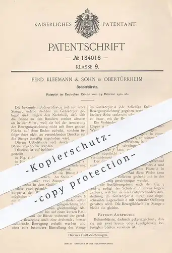 original Patent - Ferd. Kleemann & Sohn , Obertürkheim , 1902 , Bohnerbürste | Bürste zum Bohnern , Wischen | Bürsten !
