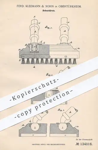 original Patent - Ferd. Kleemann & Sohn , Obertürkheim , 1902 , Bohnerbürste | Bürste zum Bohnern , Wischen | Bürsten !