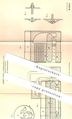 original Patent - Robert Scott , Newcastle on Tyne , Northumberland , England , 1888 , Feuerung für Flammrohrkessel !!