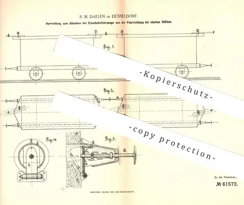 original Patent - R. M. Daelen , Düsseldorf , 1891 , Ablenken der Eisenbahn aus Fahrrichtung | Eisenbahnen , Lokomotive