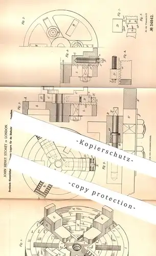 original Patent - John Henry Storey , London , England , 1885 , Drehbank - Klemmfutter | Metall , Dreher , Schlosser !!