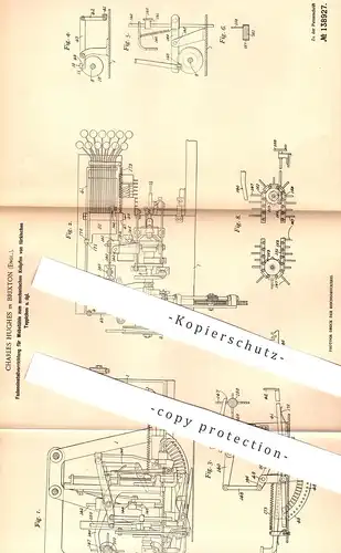 original Patent - Charles Hughes , Brixton , England , 1901 , Fadeneinstellvorrichtung für Webstuhl | Weber , Teppich !!