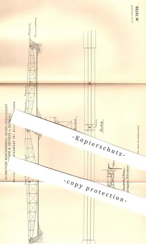 original Patent - Maschinenbau AG vorm. Bechem & Keetman , Duisburg , 1894 , Ablaufkopf für Verschiebbahnhof | Eisenbahn