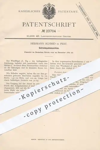 original Patent - Hermann Schmid , Pest , 1882 , Getreideputzmaschine | Getreide - Putzmaschine | Landwirtschaft , Ernte