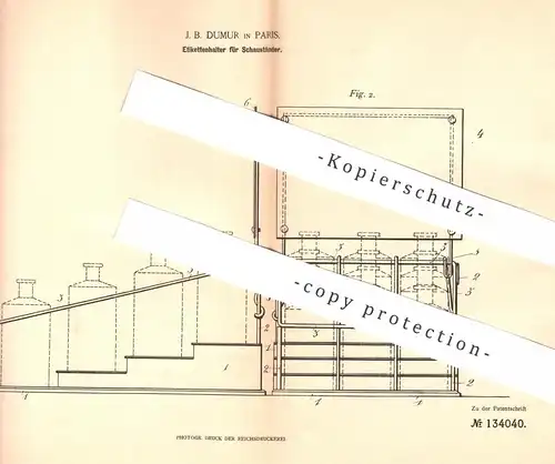 original Patent - J. B. Dumur , Paris , 1901 , Etikettenhalter für Schauständer | Plakat , Warbung , Reklame , Etiketten