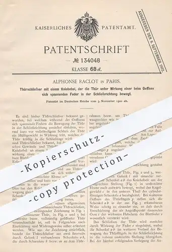original Patent - Alphonse Raclot , Paris , 1900 , Türschließer mit einem Kniehebel | Tür , Türen , Fenster , Fensterbau