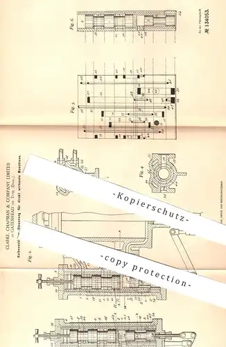 original Patent - Clarke , Chapman & Comp. Ltd. , Gateshead , England  1901 , Kolbenschieber - Steuerung | Dampfmaschine