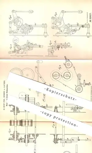 original Patent - H. Leop. Phil. Hemmer , Aachen , 1885 , Zylinder - Walkmaschinen | Walkmühle | Filz , Färben , Gewebe