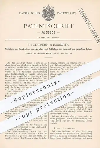 original Patent - Th. Nehlmeyer , Hannover , 1885 , Ballenpresse | Ballen - Presse , Pressen , Stroh , Strohpresse !!