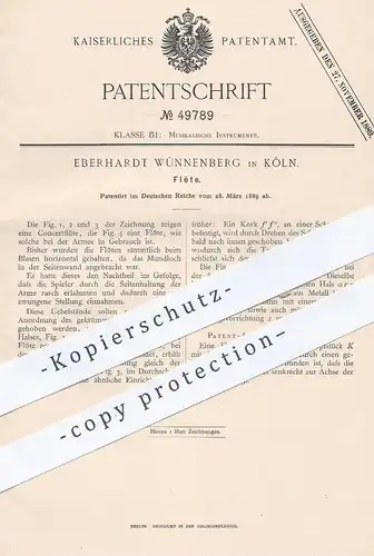original Patent - Eberhardt Wünnenberg , Köln Rhein  1889 , Flöte | Flöten , Konzertflöte , Blockflöte , Musikinstrument