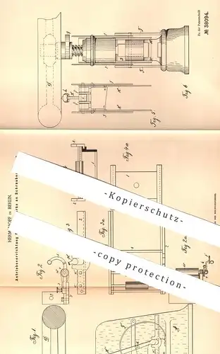 original Patent - Herm. Hoff , Berlin , 1886 , Antrieb für Farbwerke an Schraubenpressen | Presse , Druckpresse , Druck