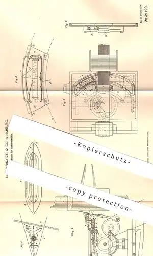 original Patent - Biernatzki & Co. , Hamburg , 1886 , Schiffchen für Bandwebstuhl | Webstuhl , Weben , Weber !!