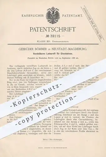 original Patent - Gebr. Böhmer , Magdeburg / Neustadt , 1886 , Ladeprofil für Eisenbahnen | Eisenbahn , Lokomotive !!!