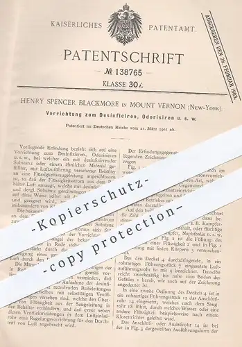 original Patent - Henry Spencer Blackmore , Mount Vernon , New York , 1901 , Desinfizieren , Odorisieren | Desinfektion