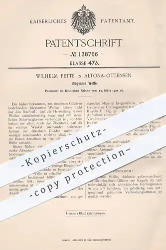 original Patent - Wilhelm Fette , Hamburg / Altona - Ottensen , 1902 , Biegsame Welle | Motor , Motoren !!