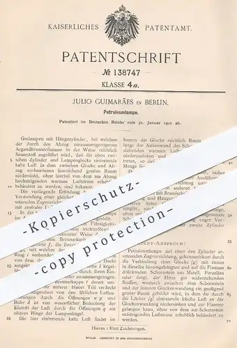 original Patent - Julio Guimaraes , Berlin , 1901 , Petroleumlampe | Petroleum - Lampe | Brenner , Licht , Lampen !!!