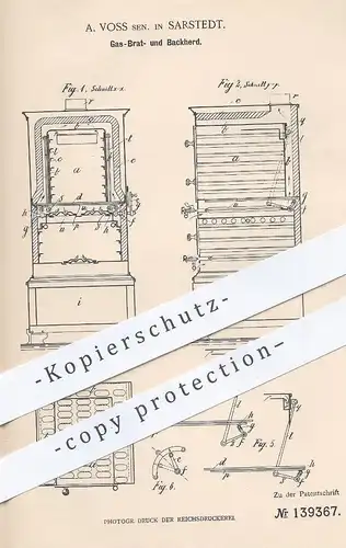 original Patent - A. Voss , Sarstedt , 1902 , Gasherd , Backofen | Gas , Herd , Ofen , Kochherd , Koch , Bäcker Bäckerei