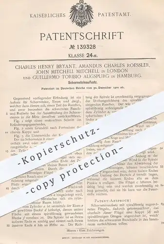 original Patent - Charles H. Bryant , Amandus Ch. Roessler , John Mitchell , London / G. Toribio Augspurg , Schornstein