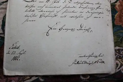 sehr altes Dokument , 1802 , Advokat Tolle , Dr. Peitzner aus Schwerin in Mecklenburg !!!