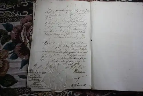 alte Urkunde mit Siegel , 1838 , Karrig zu Zarrentin Groß Salitz , Krembz , Schwerin , Mecklenburg !!!