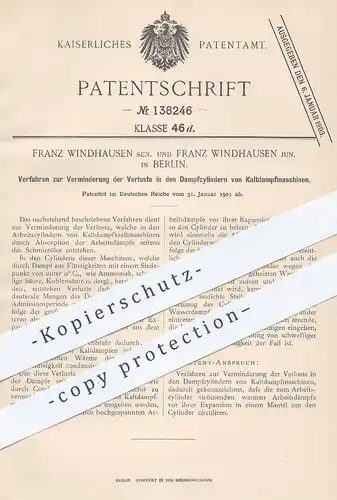 original Patent - Franz Windhausen & Sohn , Berlin , 1901 , Dampfzylinder in Kaltdampfmaschine | Dampfmaschine , Motor