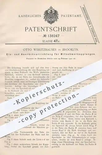 original Patent - Otto Wilblitzhauser , Brooklyn , 1902 , Einrücken und Ausrücken der Mitnehmerkupplung | Kupplung !!!