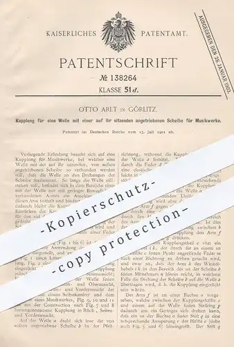 original Patent - Otto Arlt , Görlitz , 1901 , Kupplung für Welle am Musikwerk | Musik , Musikinstrument , Musiker !!