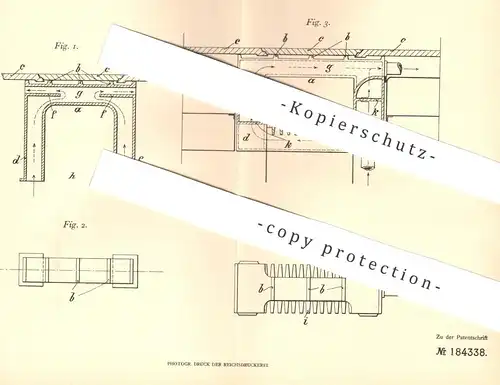 original Patent - F. Küppersbusch & Söhne AG , Gelsenkirchen / Schalke , 1906 , Herdplattenträger | Herd , Ofen , Koch