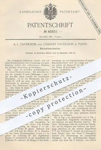 original Patent - A. L. und Charles Taverdon , Paris , Frankreich , 1887 , Rotationsmotor | Rotation - Motor | Pumpe