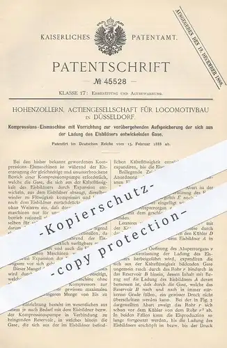 original Patent - Hohenzollern AG für Lokomotivbau , Düsseldorf , 1888 , Eismaschine | Eis , Kompression , Pumpe !!