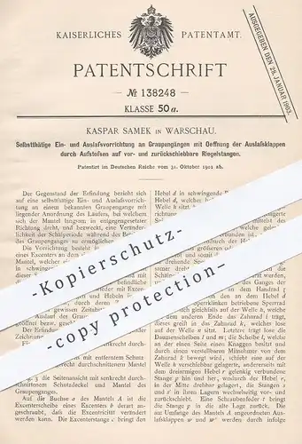 original Patent - Kaspar Samek , Warschau , 1901 , Ein- und Auslassvorrichtung an Graupengängen | Graupengang !!